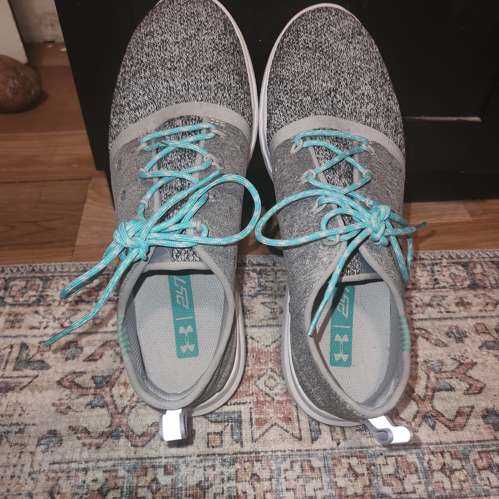 Under Armour Women's Charcoal and Aqua Sneakers